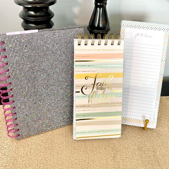 NWT Glitter/Gold Foil FAITH Hardcover Notebook/ Journal Stationery Bundle - Picture 5 of 8